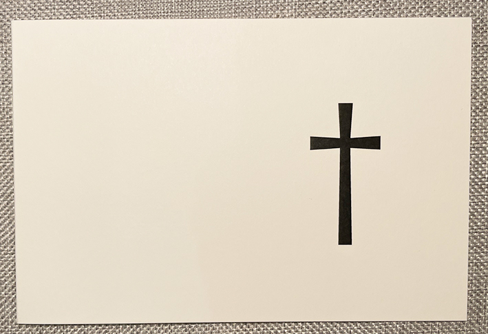 Trauerkarte geklappt mit Kreuz