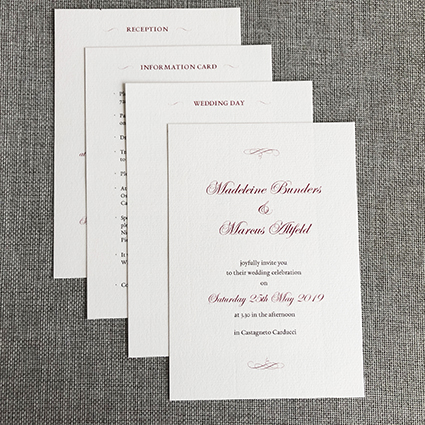 Einladung zur Hochzeit, Hochzeitskarte, mehrere einzelne Karten mit Banderole verbunden