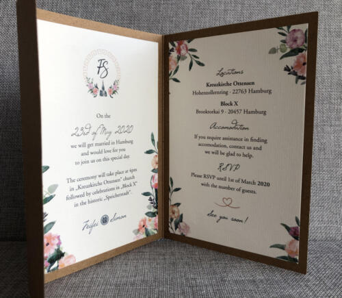 Einladung zur Hochzeit, Hochzeitseinladung, Kraftpapier